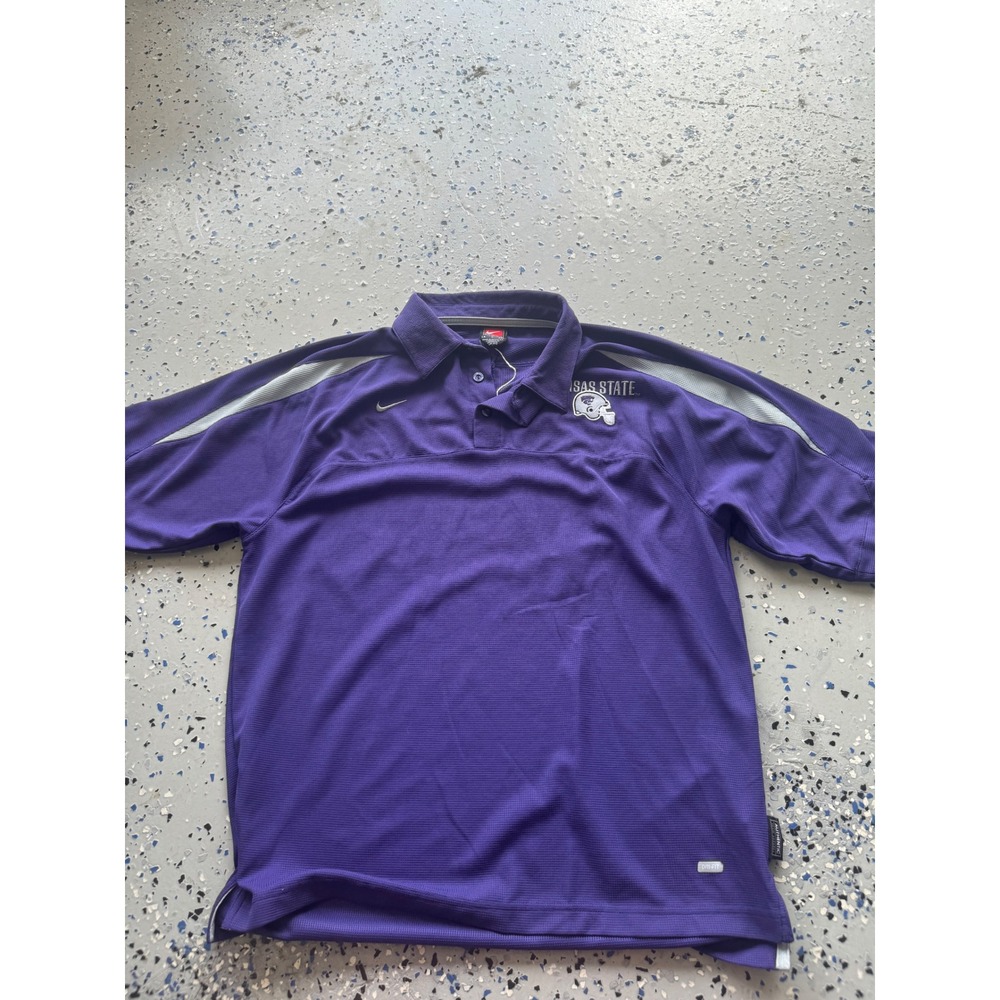 Nike Kansas State Wildcats Polo Shirt NCAA Football Dri-FIT Purple S